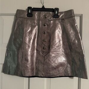 Zara Shimmering Silver metallic Mini Skirt